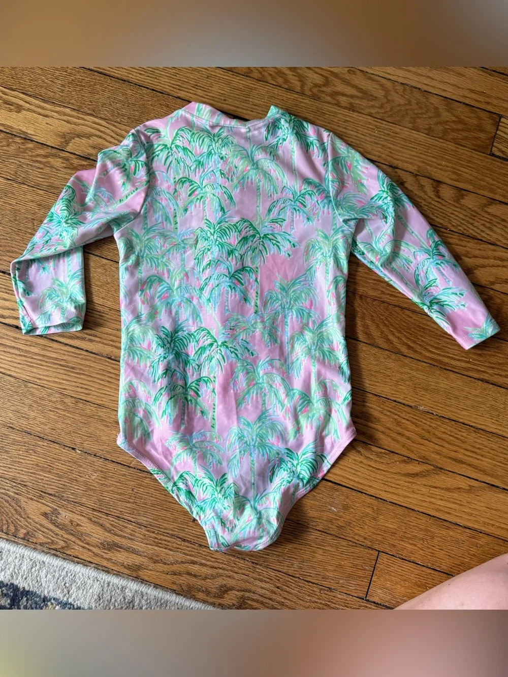 Tommy Bahama Pink and Green Palm Print One-Piece Swim Suit - Size 7 / 8